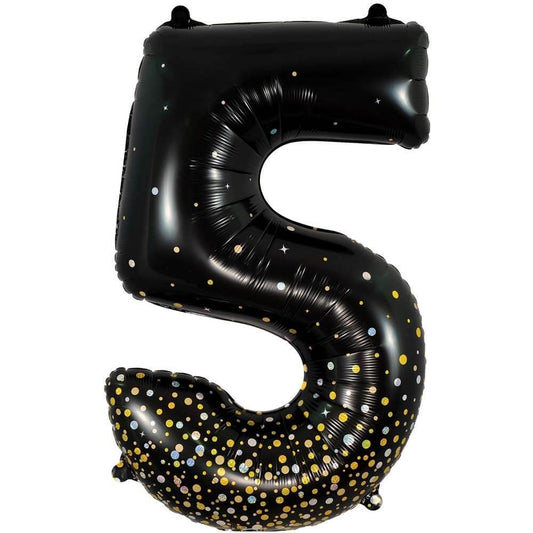34 inch NUMBER 5 - OAKTREE - SPARKLING FIZZ HOLOGRAPHIC BLACK | USA Decoration®