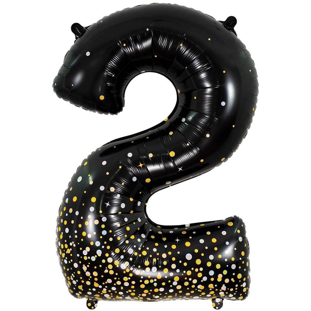 34 inch NUMBER 2 - OAKTREE - SPARKLING FIZZ HOLOGRAPHIC BLACK | USA Decoration®