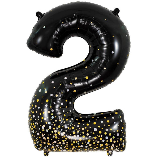 34 inch NUMBER 2 - OAKTREE - SPARKLING FIZZ HOLOGRAPHIC BLACK | USA Decoration®