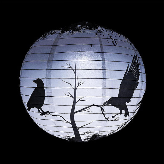 PaperLanternStore 14" Halloween Crows Scary Black Birds Paper Lantern