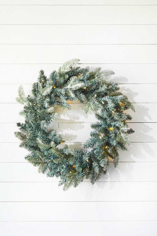 22" Park Hill Frosted Blue Spruce LED Wreath Winter Wonderland Lighted Decor