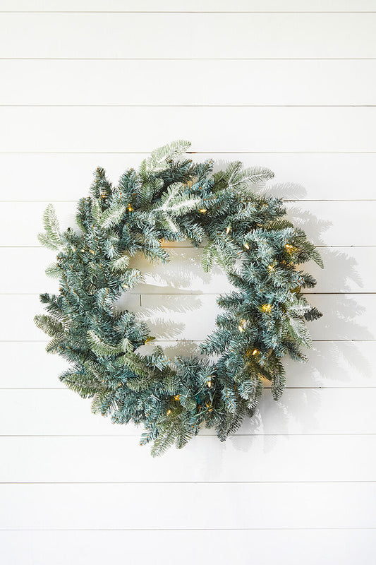22" Park Hill Frosted Blue Spruce LED Wreath Winter Wonderland Lighted Decor