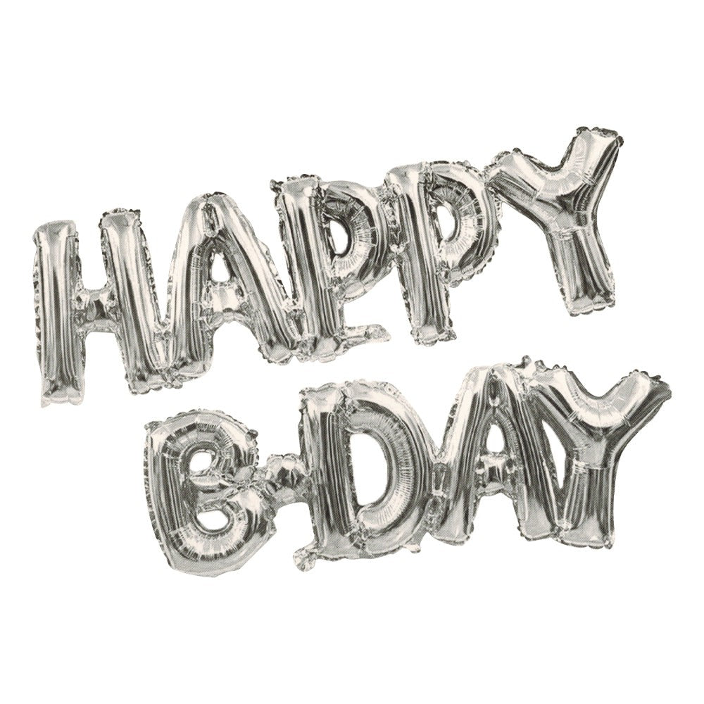 14 inch HAPPY B-DAY - SILVER (AIR-FILL ONLY) | USA Decoration®