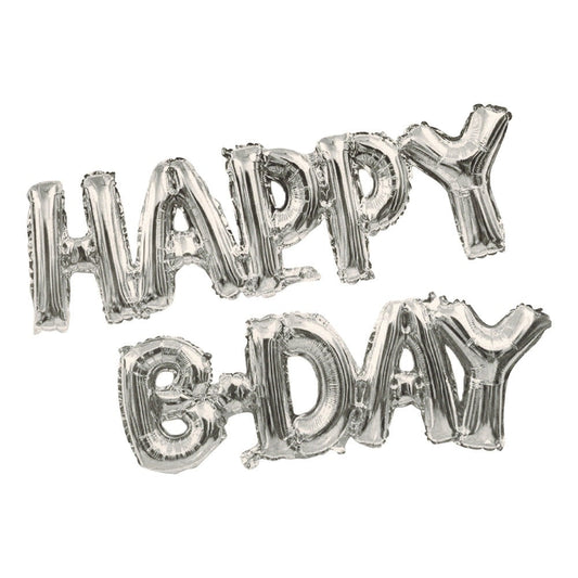 14 inch HAPPY B-DAY - SILVER (AIR-FILL ONLY) | USA Decoration®
