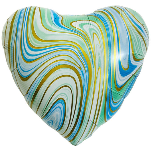18 inch AGATE HEART - AQUA & GOLD | USA Decoration®