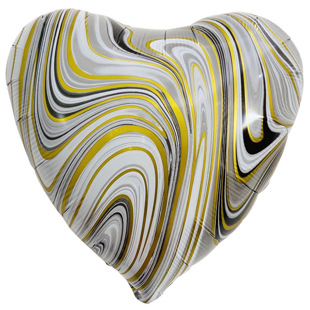 18 inch AGATE HEART - BLACK & GOLD | USA Decoration®