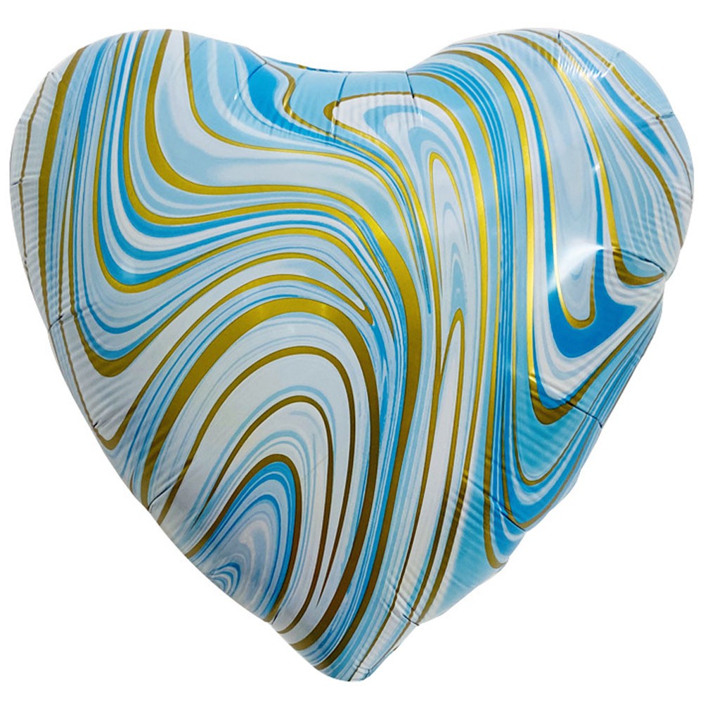 18 inch AGATE HEART - BLUE & GOLD | USA Decoration®