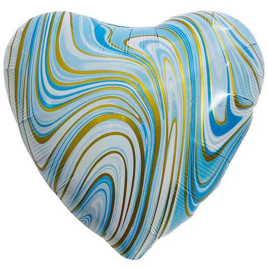 18 inch AGATE HEART - BLUE & GOLD | USA Decoration®