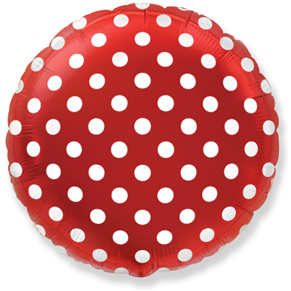 18 inch CIRCLE - RED WITH WHITE POLKA DOTS | USA Decoration®
