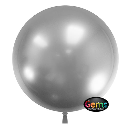 22 inch GEMS BALLOON - SHIMMERING SILVER (3 PK) | USA Decoration®