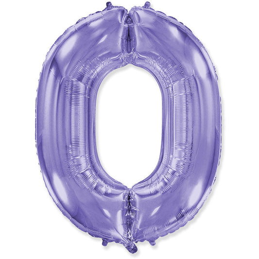 42 inch NUMBER 0 - LA BALLOONS - LILAC PURPLE | USA Decoration®