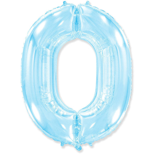 42 inch NUMBER 0 - LA BALLOONS - PASTEL BLUE | USA Decoration®