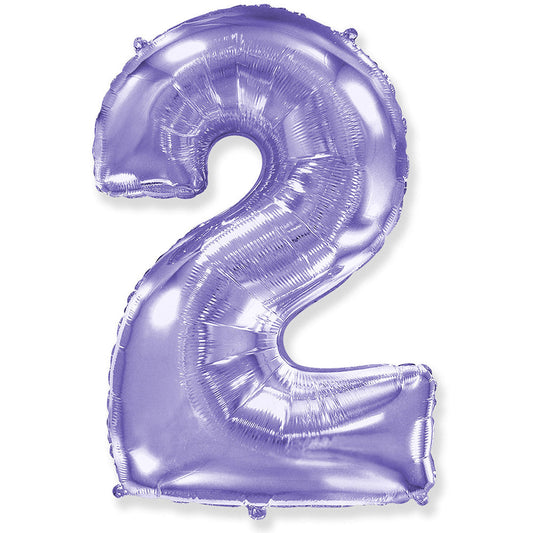42 inch NUMBER 2 - LA BALLOONS - LILAC PURPLE | USA Decoration®