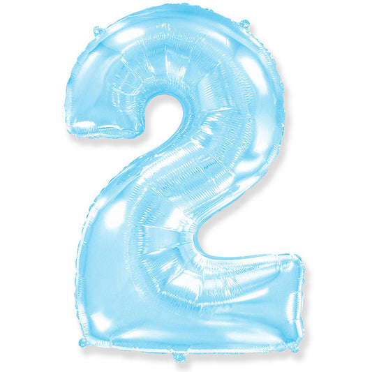 42 inch NUMBER 2 - LA BALLOONS - PASTEL BLUE | USA Decoration®