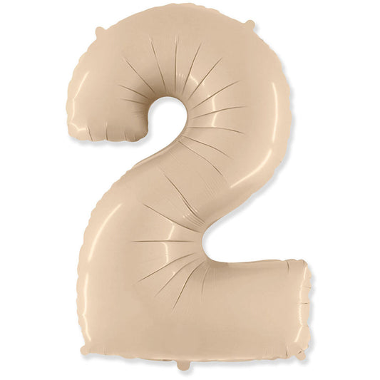 42 inch NUMBER 2 - LA BALLOONS - SATIN CREAM | USA Decoration®