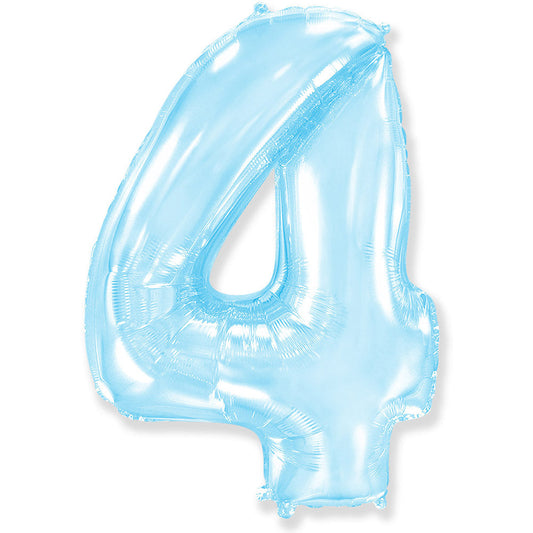 42 inch NUMBER 4 - LA BALLOONS - PASTEL BLUE | USA Decoration®