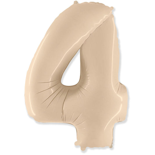 42 inch NUMBER 4 - LA BALLOONS - SATIN CREAM | USA Decoration®