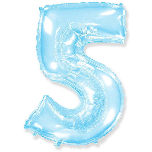 42 inch NUMBER 5 - LA BALLOONS - PASTEL BLUE | USA Decoration®