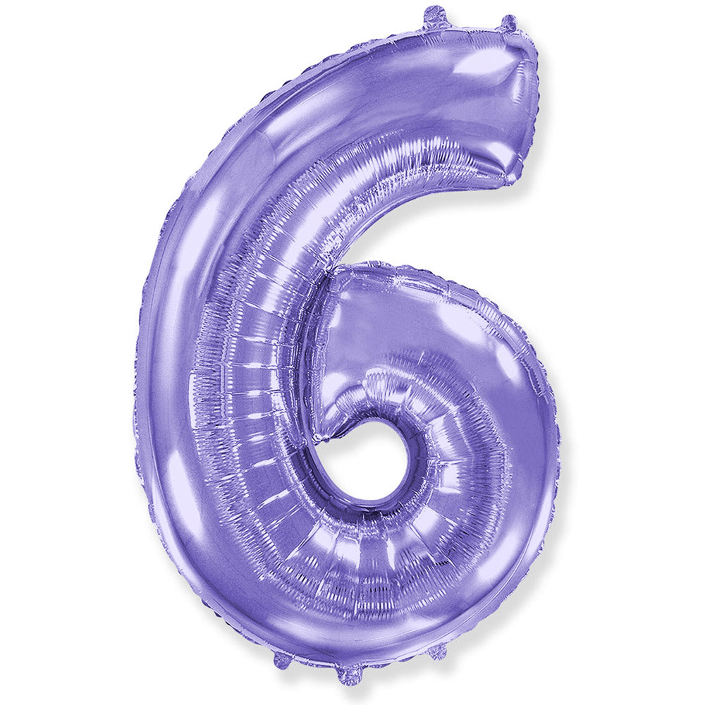 42 inch NUMBER 6 - LA BALLOONS - LILAC PURPLE | USA Decoration®