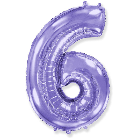 42 inch NUMBER 6 - LA BALLOONS - LILAC PURPLE | USA Decoration®