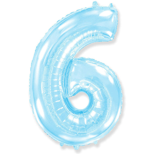 42 inch NUMBER 6 - LA BALLOONS - PASTEL BLUE | USA Decoration®