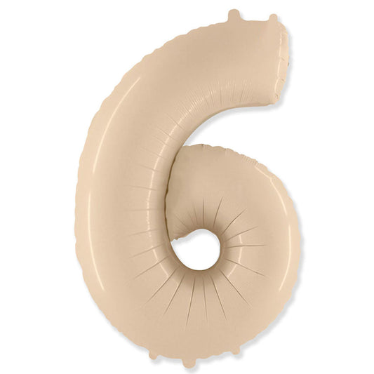 42 inch NUMBER 6 - LA BALLOONS - SATIN CREAM | USA Decoration®