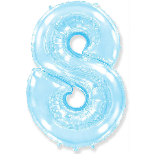 42 inch NUMBER 8 - LA BALLOONS - PASTEL BLUE | USA Decoration®