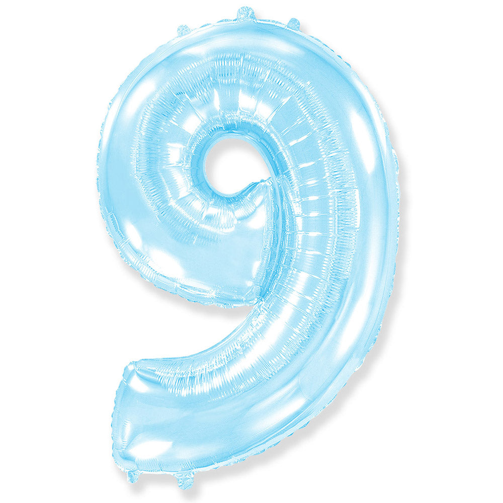 42 inch NUMBER 9 - LA BALLOONS - PASTEL BLUE | USA Decoration®