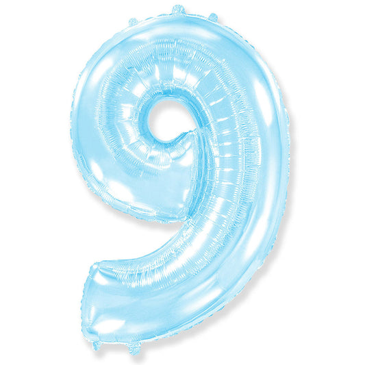 42 inch NUMBER 9 - LA BALLOONS - PASTEL BLUE | USA Decoration®