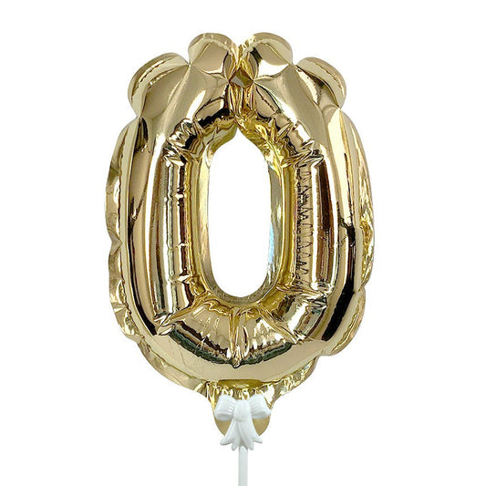 7 inch SELF-INFLATING NUMBER 0 - GOLD | USA Decoration®