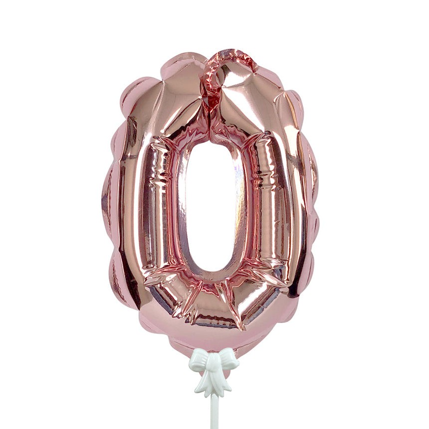 7 inch SELF-INFLATING NUMBER 0 - ROSE GOLD | USA Decoration®