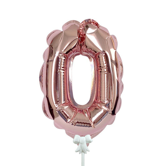 7 inch SELF-INFLATING NUMBER 0 - ROSE GOLD | USA Decoration®