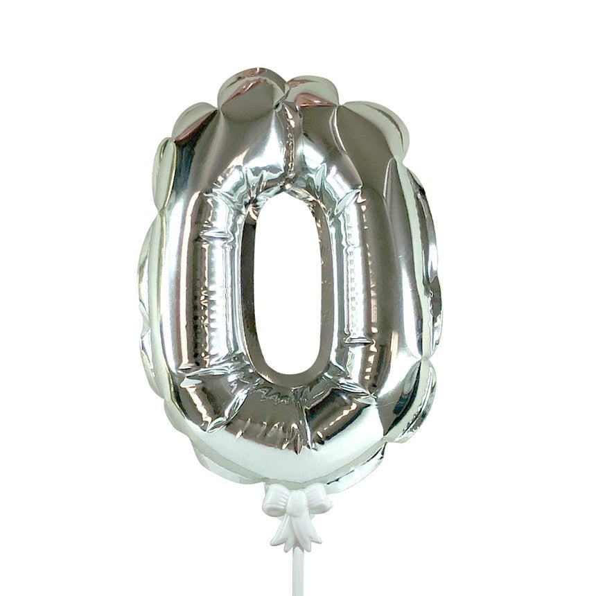 7 inch SELF-INFLATING NUMBER 0 - SILVER | USA Decoration®