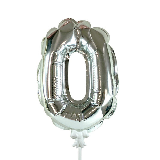 7 inch SELF-INFLATING NUMBER 0 - SILVER | USA Decoration®