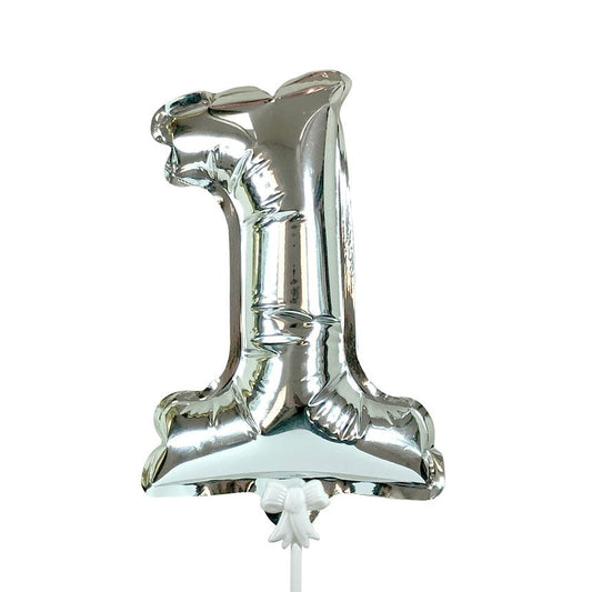 7 inch SELF-INFLATING NUMBER 1 - SILVER | USA Decoration®