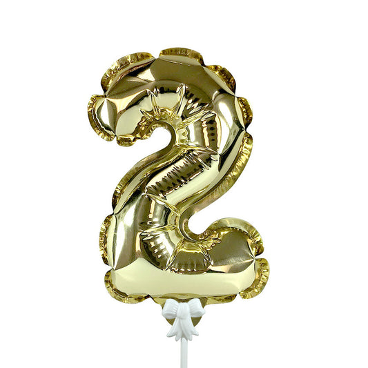 7 inch SELF-INFLATING NUMBER 2 - GOLD | USA Decoration®