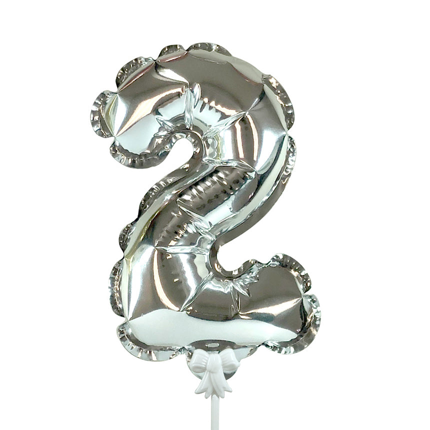 7 inch SELF-INFLATING NUMBER 2 - SILVER | USA Decoration®