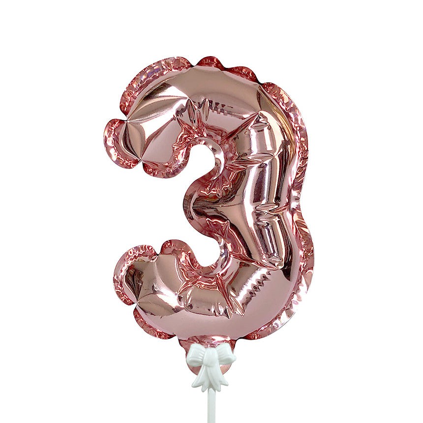 7 inch SELF-INFLATING NUMBER 3 - ROSE GOLD | USA Decoration®