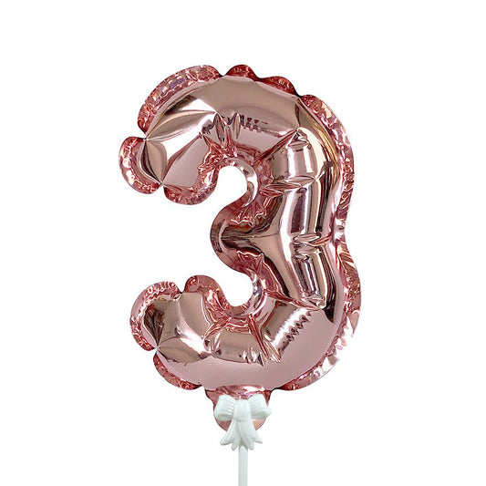 7 inch SELF-INFLATING NUMBER 3 - ROSE GOLD | USA Decoration®