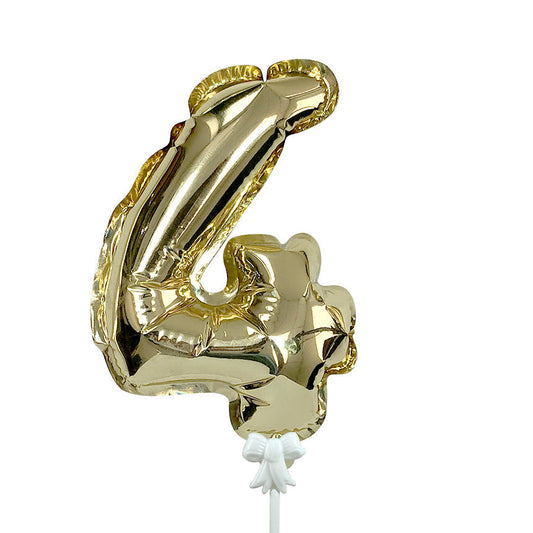 7 inch SELF-INFLATING NUMBER 4 - GOLD | USA Decoration®
