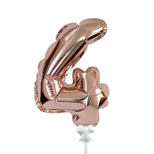 7 inch SELF-INFLATING NUMBER 4 - ROSE GOLD | USA Decoration®