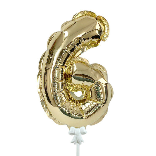 7 inch SELF-INFLATING NUMBER 6 - GOLD | USA Decoration®