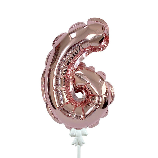7 inch SELF-INFLATING NUMBER 6 - ROSE GOLD | USA Decoration®
