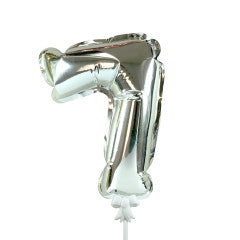 7 inch SELF-INFLATING NUMBER 7 - SILVER | USA Decoration®