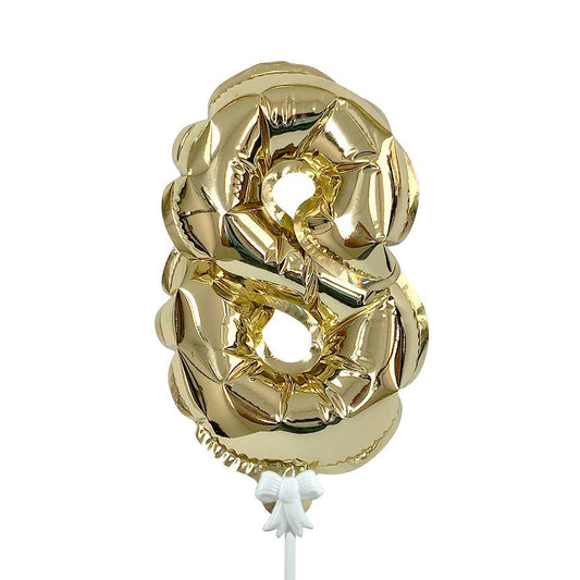 7 inch SELF-INFLATING NUMBER 8 - GOLD | USA Decoration®