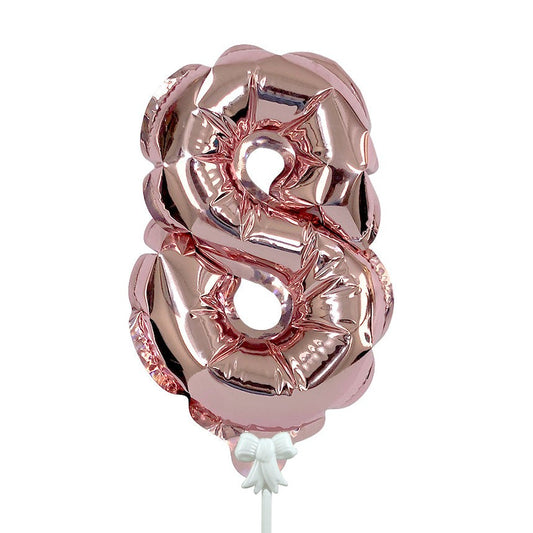 7 inch SELF-INFLATING NUMBER 8 - ROSE GOLD | USA Decoration®
