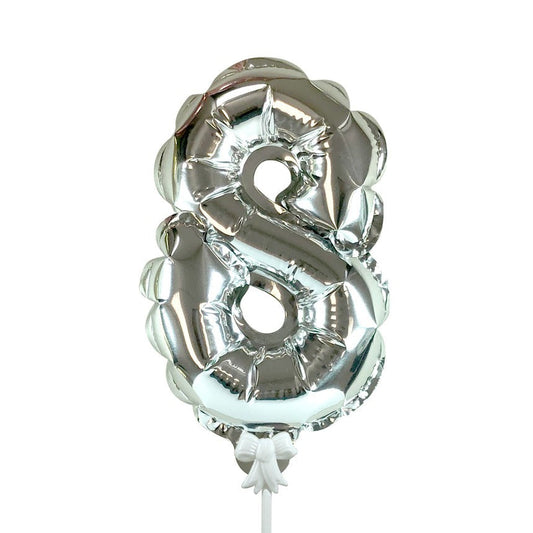 7 inch SELF-INFLATING NUMBER 8 - SILVER | USA Decoration®