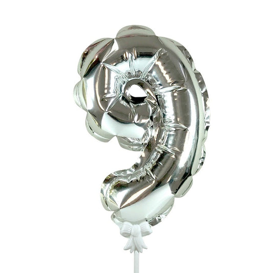 7 inch SELF-INFLATING NUMBER 9 - SILVER | USA Decoration®