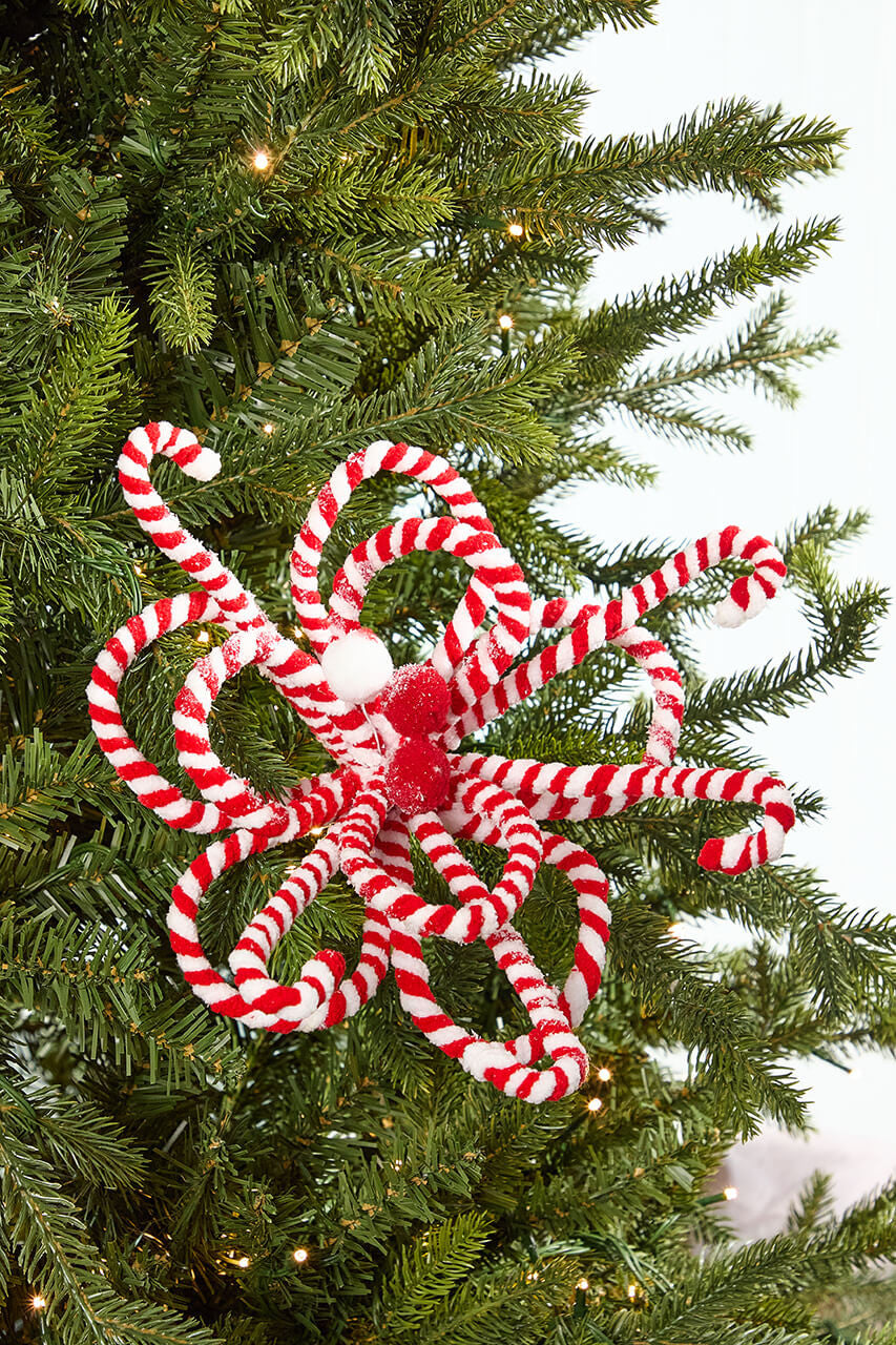 20? × 11? Peppermint Loop Poinsettia Stem Candy Stripe Holiday Floral Accent