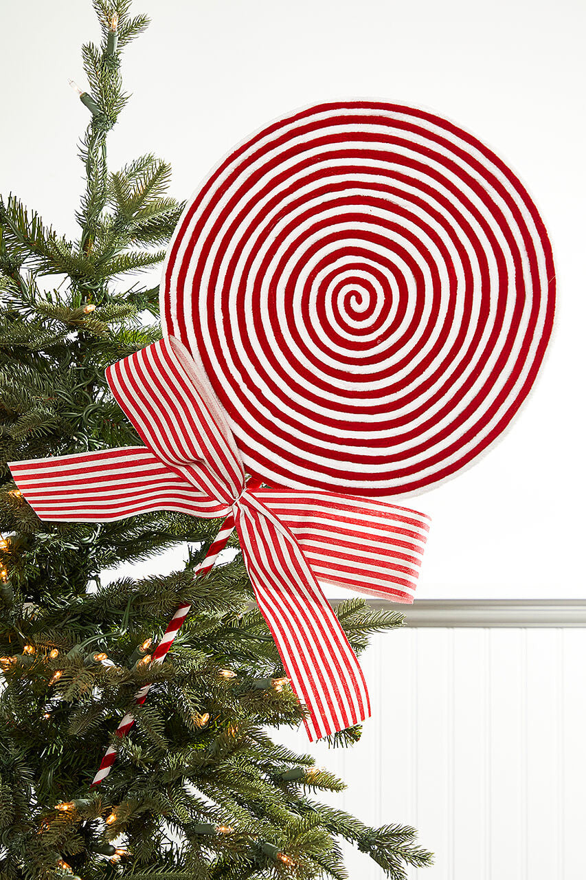 33.5" Red and White Peppermint Spray with Bow Festive Holiday Floral Accent